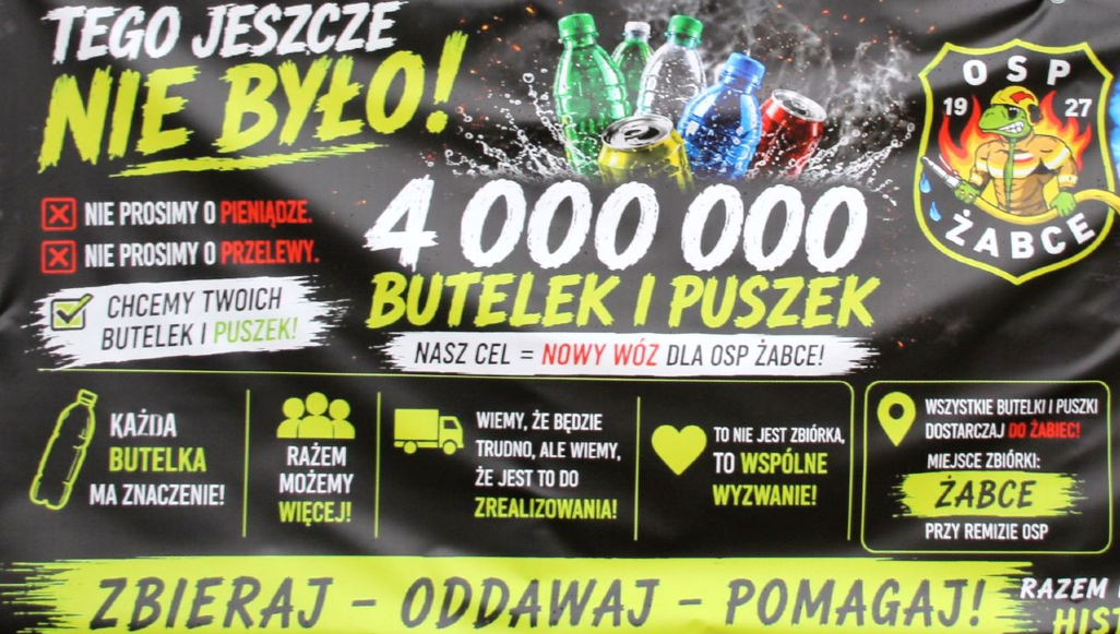Strażacy z Żabiec zbierają 4 mln butelek na nowy wóz ratowniczy