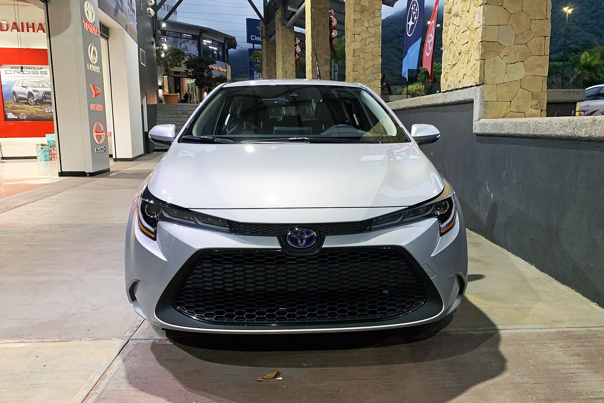 Frontal view of the Toyota Corolla Hybrid in Costa Rica