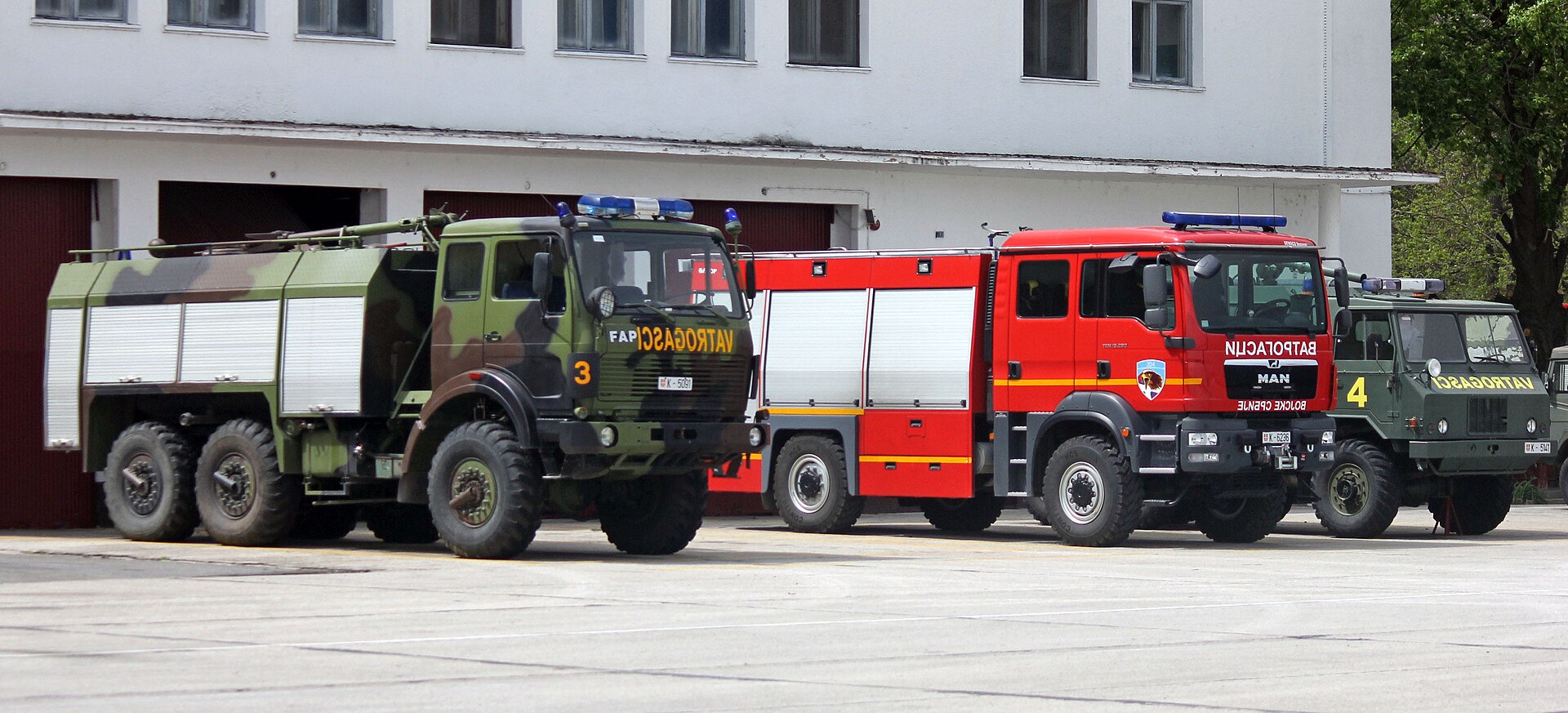 FAP 2026 BDS/A, new MAN TGM 18.280 and TAM 150T11 fire engines of Serbian Air Force 204th Air Brigade Fire department at Batajnica Air Base.