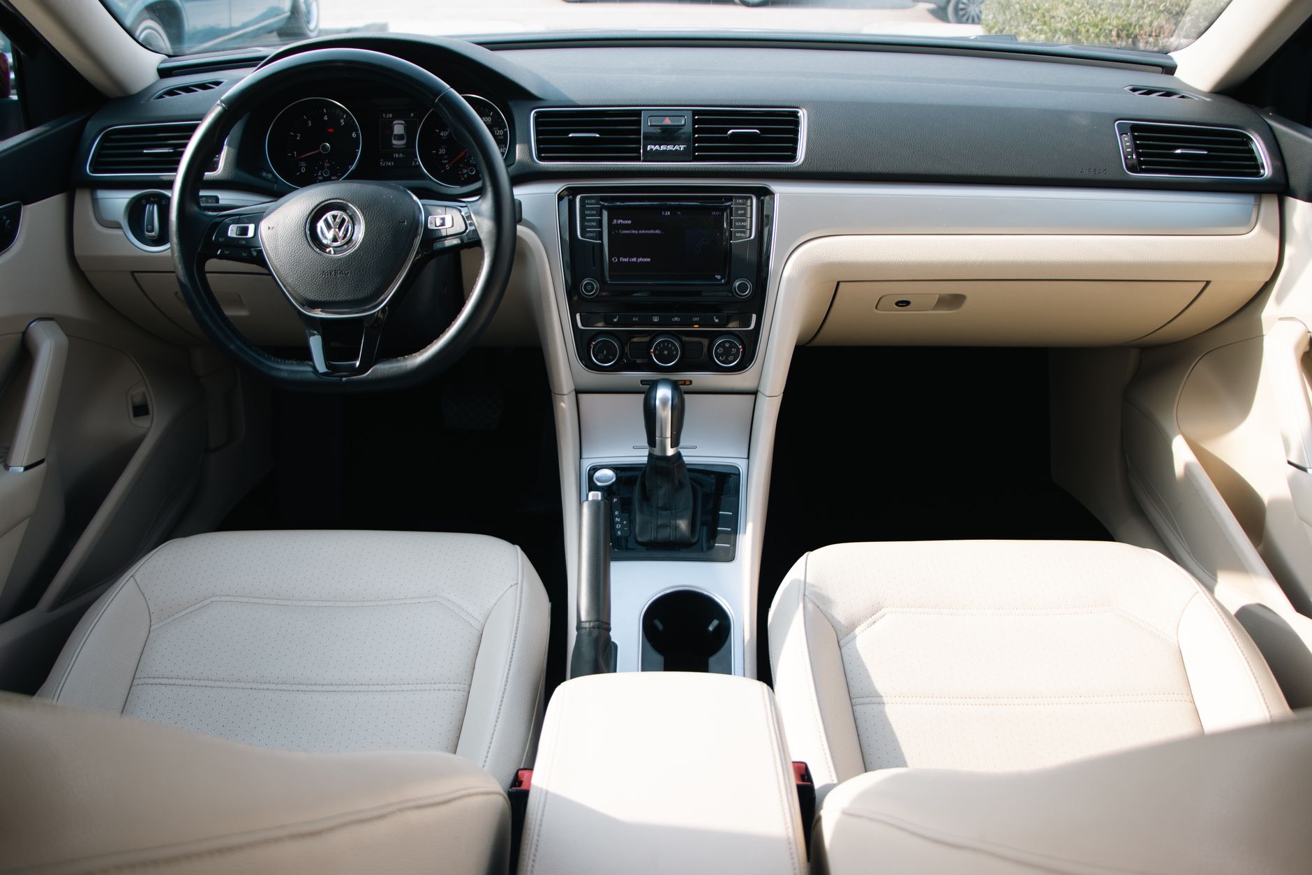 Elegant Volkswagen Passat interior showcasing premium materials and design.