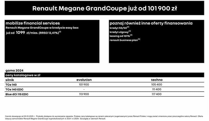 Cennik nowej Megane GrandCoupe