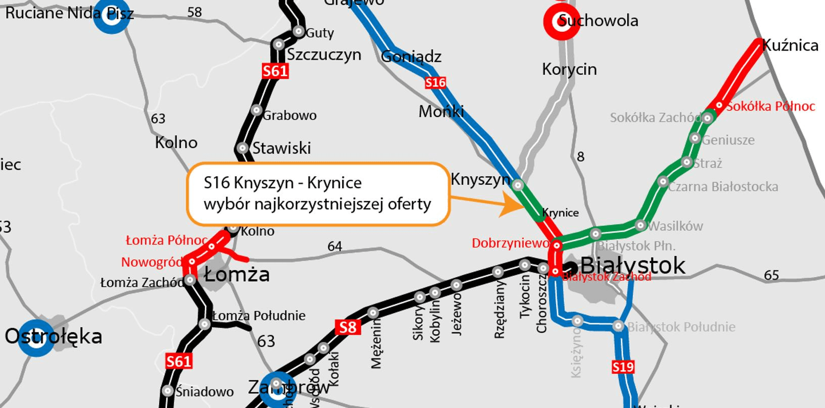 Droga ekspresowa S16. Wybrano wykonawcę odcinka Knyszyn – Krynice. Realizacja coraz bliżej