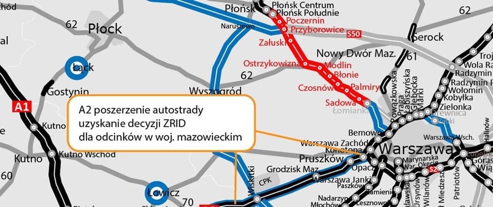 autostrada A2 z 3 pasami ruchu