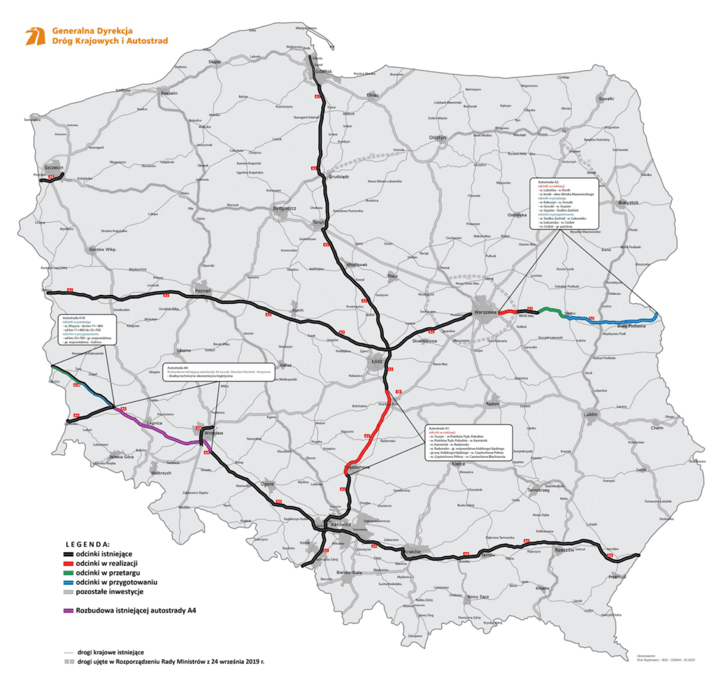 polska sieć autostrad 2023