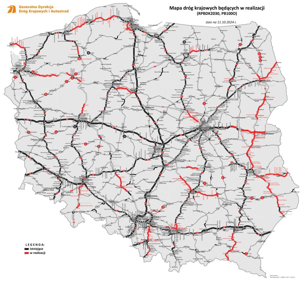 rozwój sieci dróg w Polsce