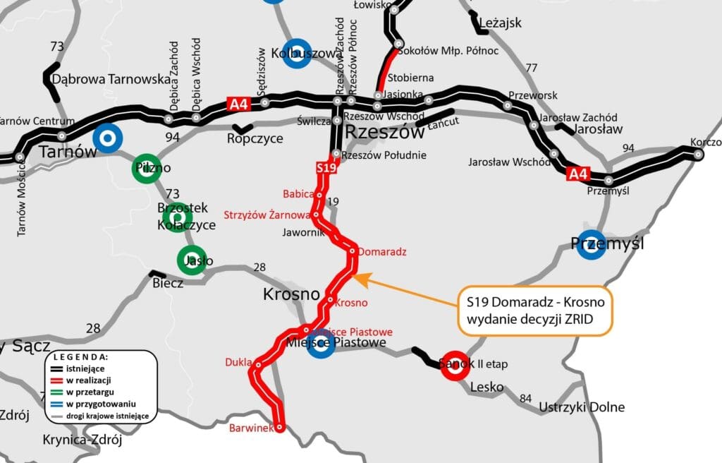 S19 pomiędzy węzłami Domaradz i Krosno